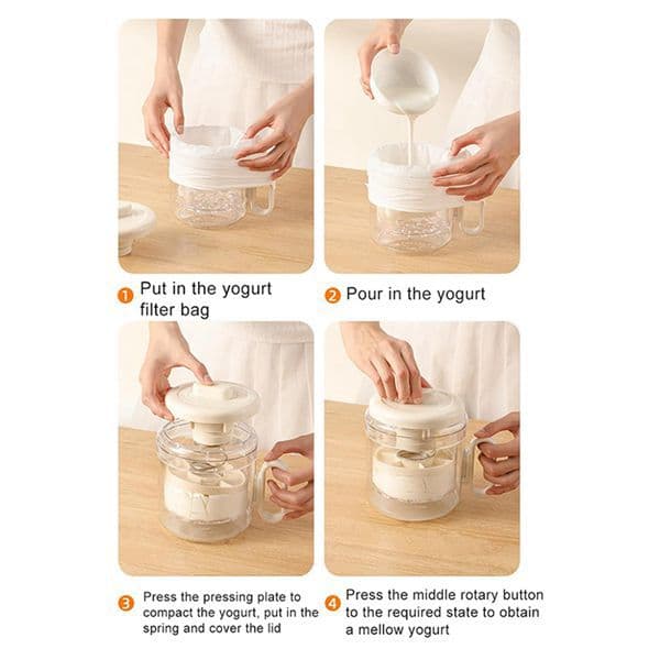 1 Piece Color: White + Transparent Material: Plastic + Metal Yogurt Strainer for Homemade Greek Whey