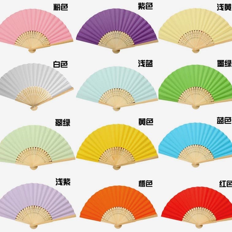 Colored paper fans, blank folding fans, children's painting fans, DIY handmade preschool supplies, coloring plain surface, Amazon