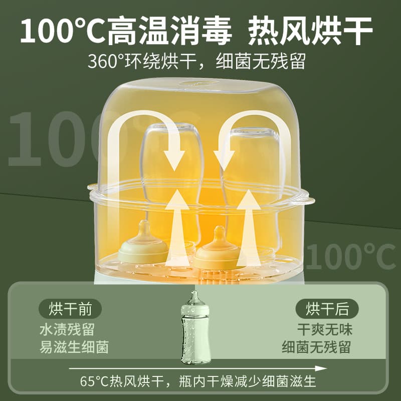 Baby Bottle Sterilizer and Warmer Steam High-Temperature Sterilization Machine Capacity Bottle Sterilization Anti-Dry Burning Drying Sterilization Pot