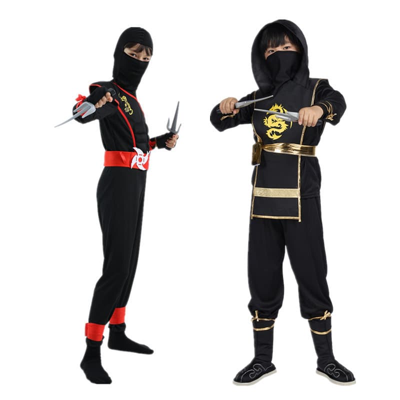Ninja Warrior Costume Set Children's Toy Performance Outfit Cartoon Anime Samurai Dart Role Play Clothes Unisex Soft Polyester