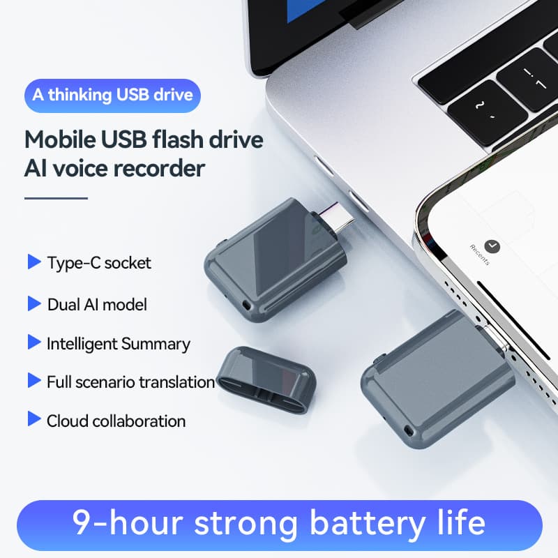Factory cross-border C32 super long recording voice to text mp3ai smart high-definition noise reduction control mobile phone U disk recording