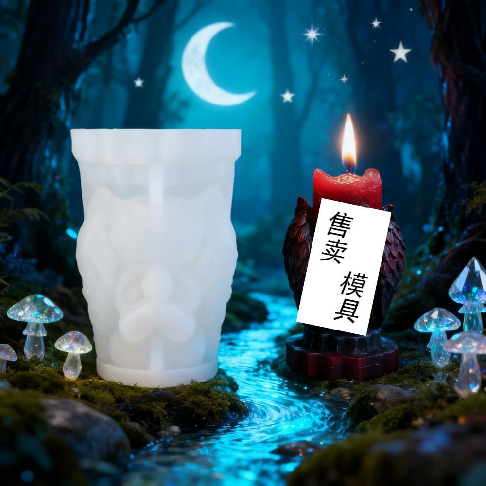 Evil Owl Silicone Mold Three-dimensional Owl Design DIY Aromatherapy Candle Plaster Ornament Decoration Mold