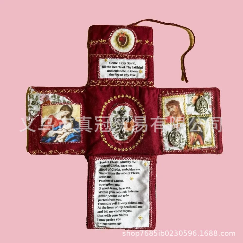 Independent Site Pocket Shrine with Silver Cross Included Inside Prayer Pocket