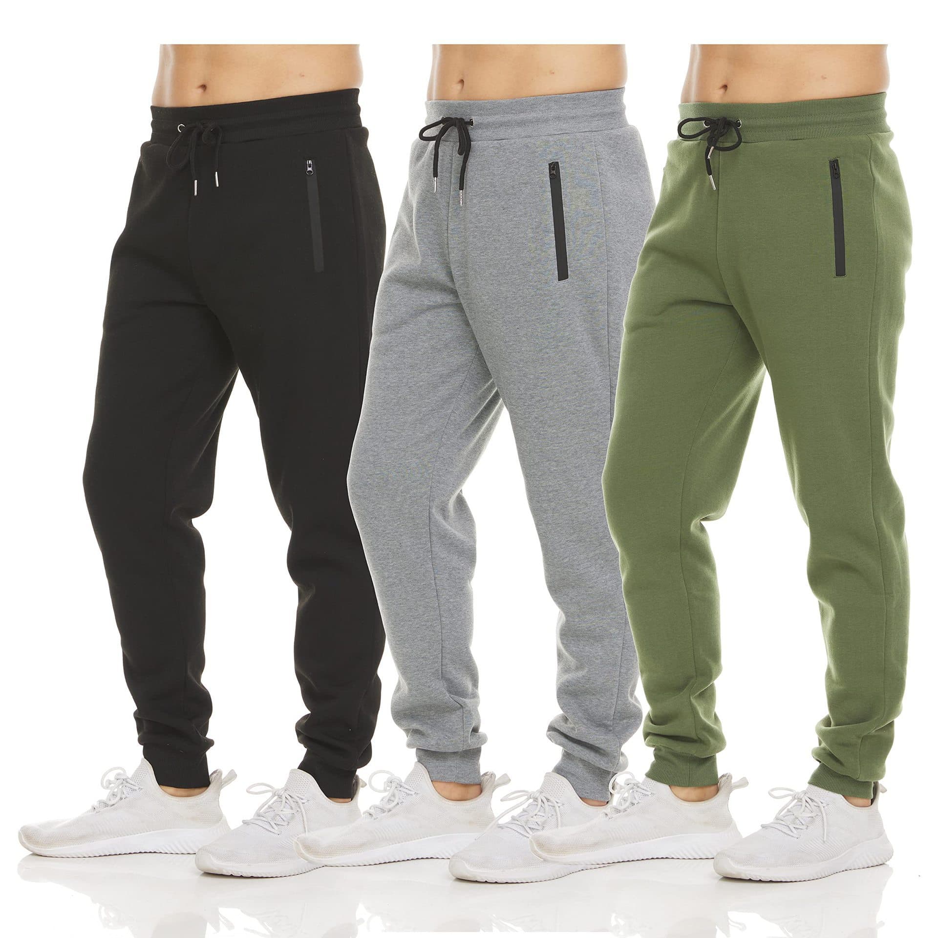 European Size Popular Men's Sports Pants Casual Sweatpants with Zipper Cuffs Solid Color Gym Pants Running Pants