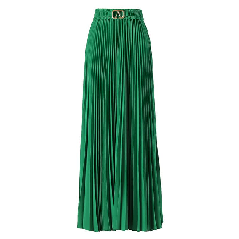 Draped Pleated Skirt for Women 2023 Spring New High-Waist Fashion Slim Fit Bodycon Flared Skirt Elastic Waist Midi Skirt