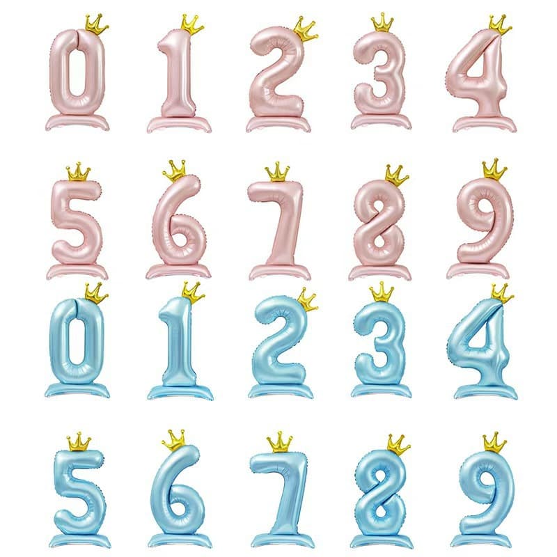 New 42-inch standing base crown digital shape aluminum film balloon birthday party holiday decoration arrangement balloon