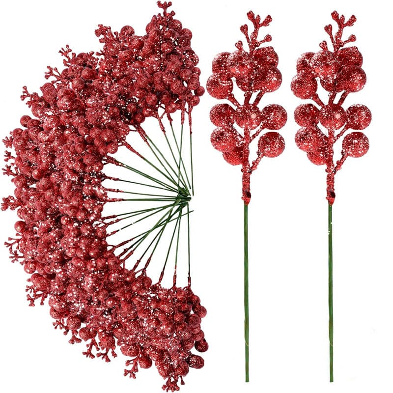 Amazon 15-fork glitter balls in gold, silver, red, and coffee hard rods - Christmas decoration accessories and home decor wholesale source.