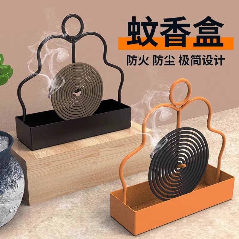 Iron sandalwood stand, mosquito coil box and tray, incense burner with heat-resistant ash catcher, creative new household mosquito coil holder.