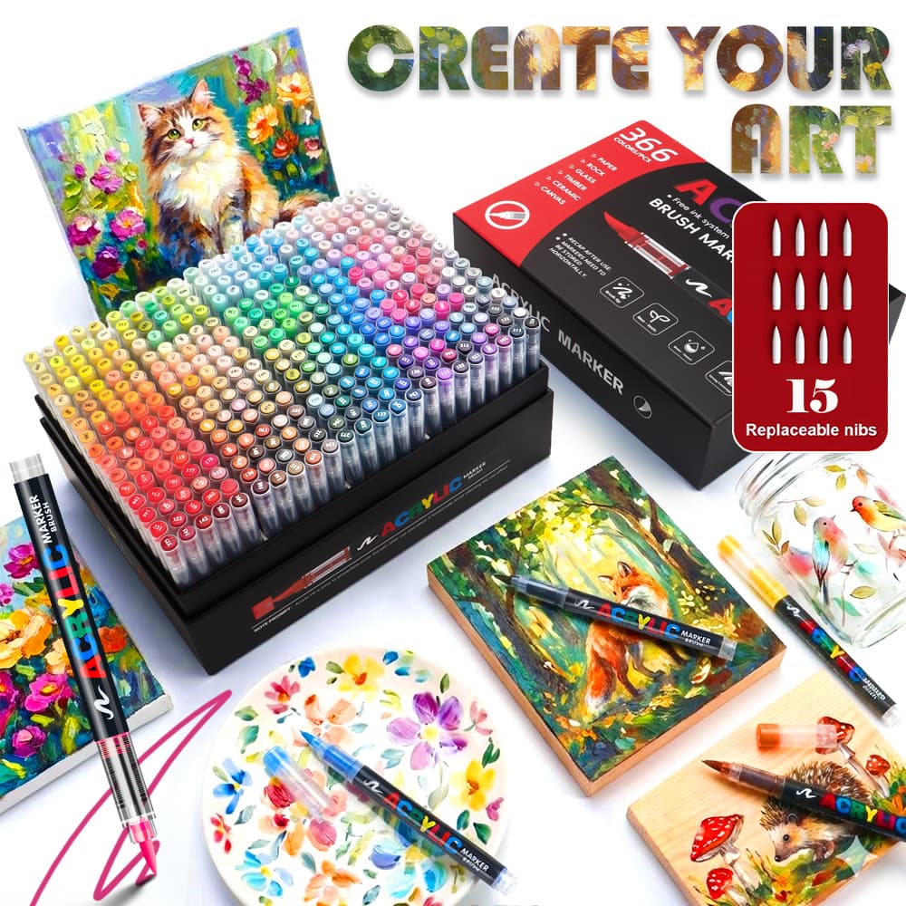 Cross-border Direct Liquid Acrylic Marker Pen 288 Colors Soft Tip No Press Student Art DIY Hand-painted Graffiti