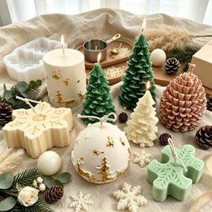 Christmas Tree Silicone Mold Snowflake/Pinecone/Santa Claus/Snowman Scented Candle Mold DIY Craft Mold
