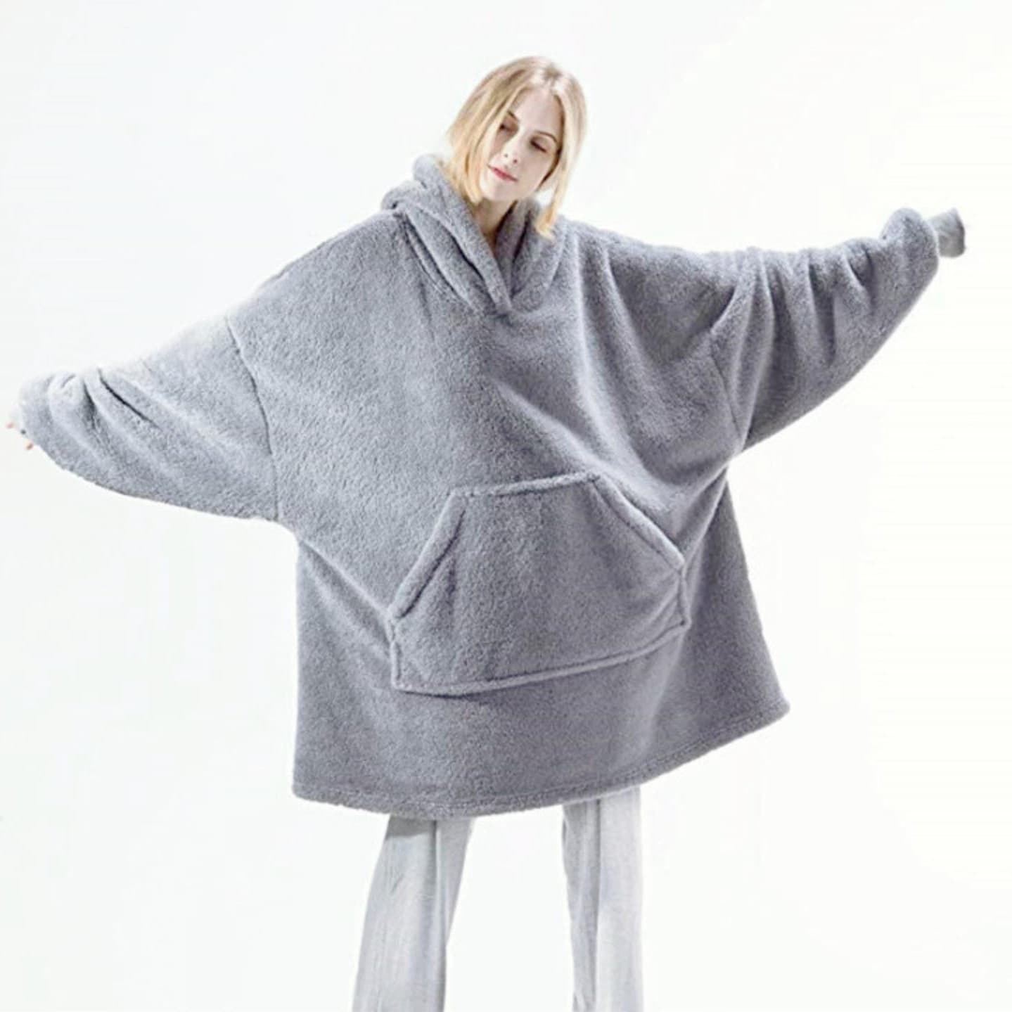 Sweatshirt Blanket Sherpa Pullover Wearable Lazy Sweatshirt TV Blanket