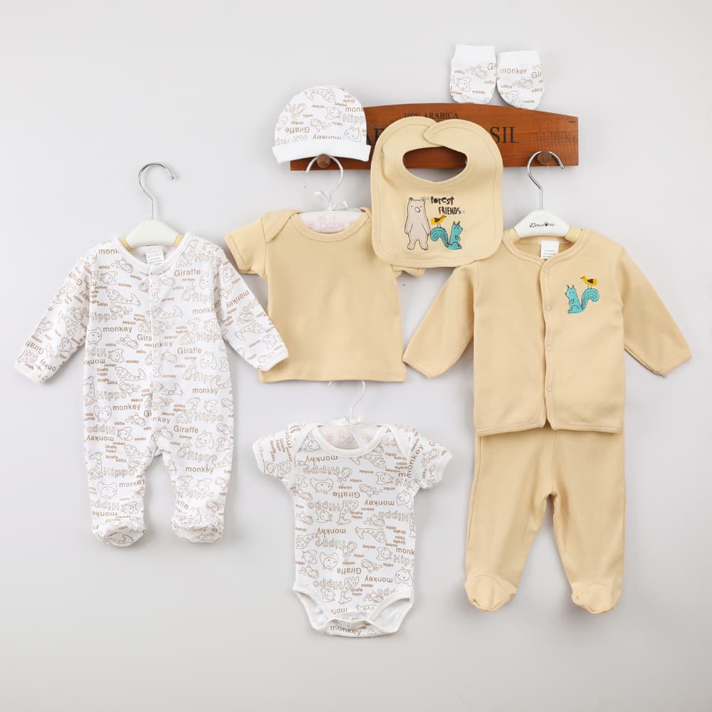 Newborn 8-Piece Baby Set Cotton Clothing Spring Autumn Collection Newborn Full Moon Four Seasons Baby Set 0-3 Months