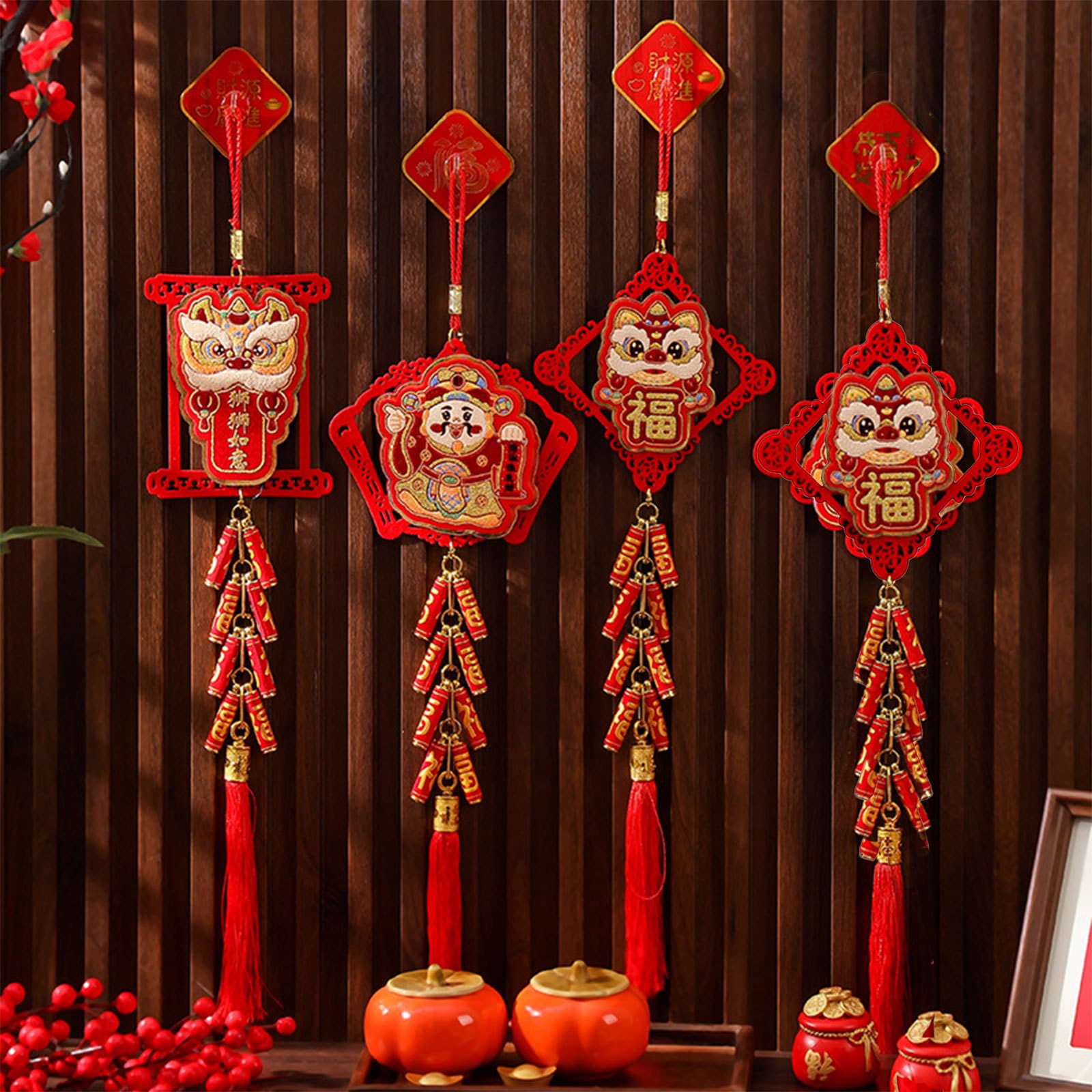 2026 Year of the Horse Hanging Decoration Firecracker Ornament New Year Spring Festival New Style Living Room Scene Decoration Fu Character Wholesale