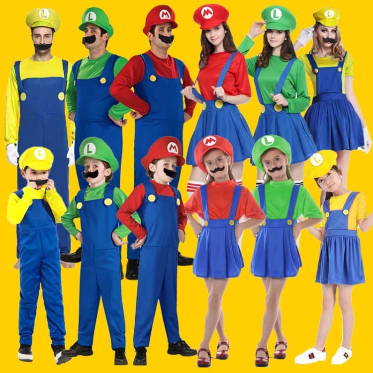 Halloween cosplay anime Mario clothes parent-child activities role-playing children's Super Mario costume