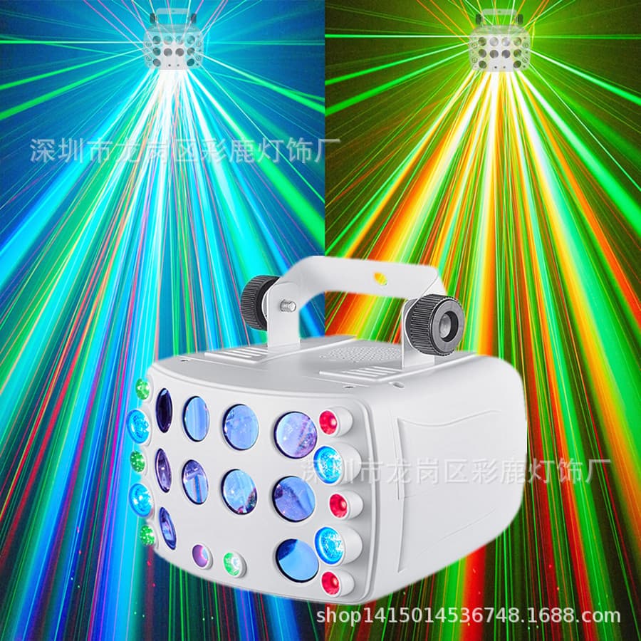 LED Spot Light with Laser Rain Butterfly Effect, 4-in-1 Stage Light with Remote and Sound Control for Home Bars