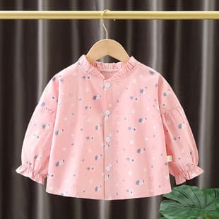 Girls Baby Long Sleeve Floral Shirt 2026 Spring Autumn New Casual Kids Blouse Korean Autumn Fashion Top