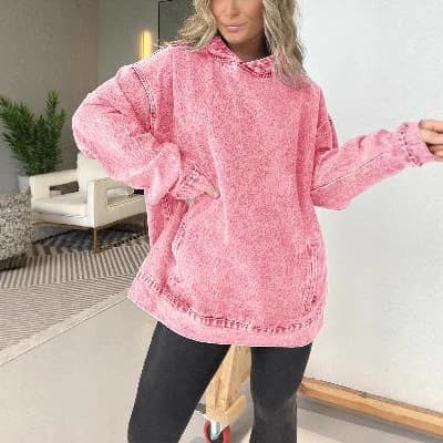 Amazon Cross-Border European and American Hot-Selling New Women's Clothing, Versatile Loose Hooded Pullover Denim Sweatshirt