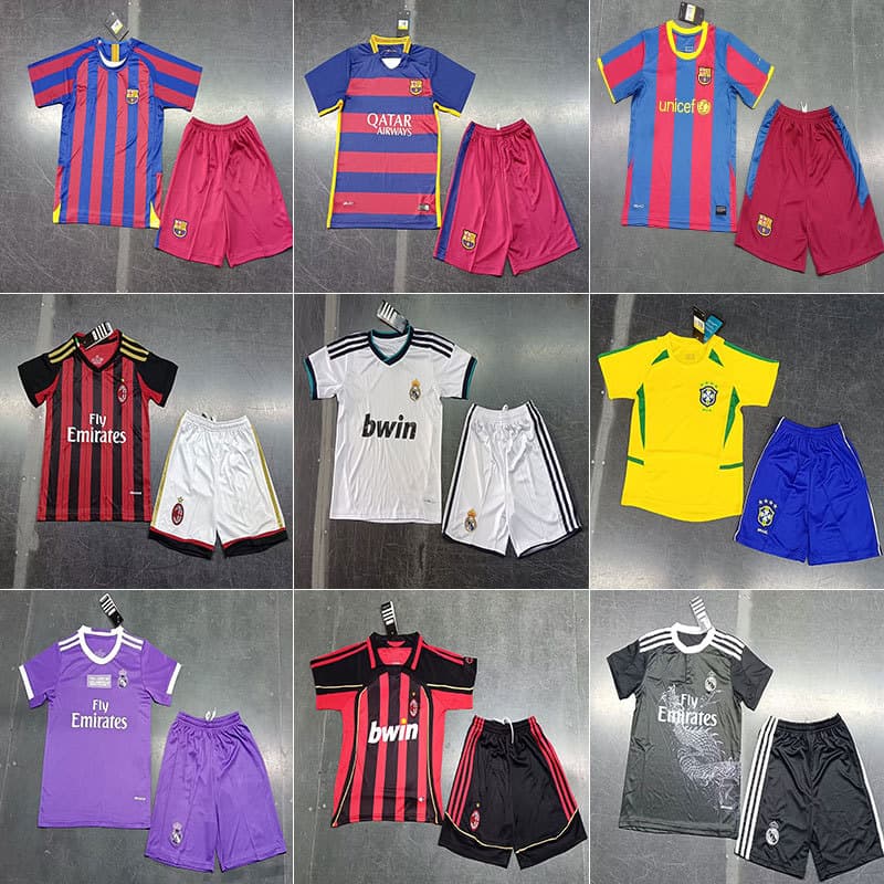 16-17 Barcelona Children's Retro Football Wear AC Milan Home Real Madrid Jersey Set Barcelona
