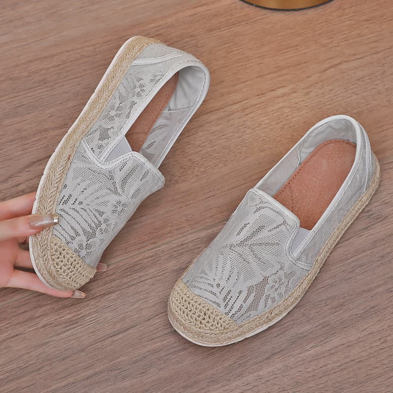 Hollow Fisherman Shoes for Women, Summer Thin Anti-Odor Slip-On Flat Cloth Shoes, Soft Sole, Suitable for Pregnant Women and Moms