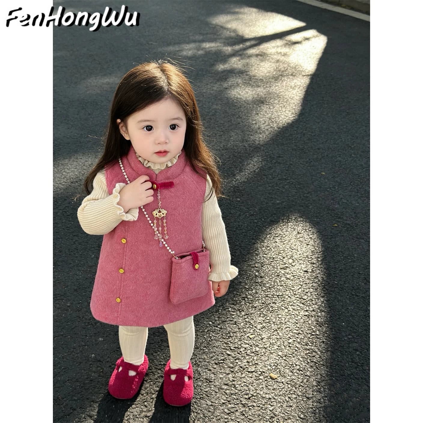 【Pink House】Original! Girls' new Chinese winter dress New Year's greetings dress small dress cheongsam national style skirt