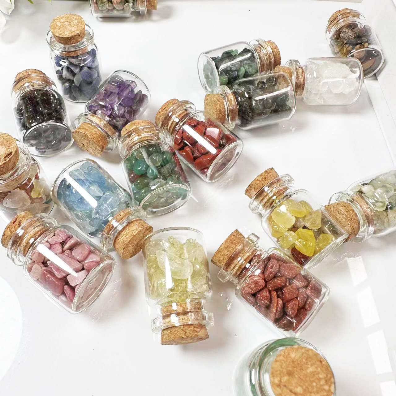 Cross-Border Hot Sale Natural Crystal Wishing Bottle Crystal Gravel Gemstone Glass Bottle DIY Energy Degaussing Crystal Bottle