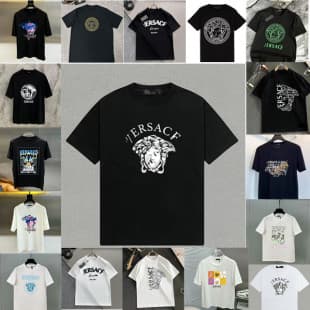 Cross-border Trendy Brand Vesa ce Classic Medusa Print Pure Cotton Loose Versace Short Sleeve T-Shirt for Men and Women Summer