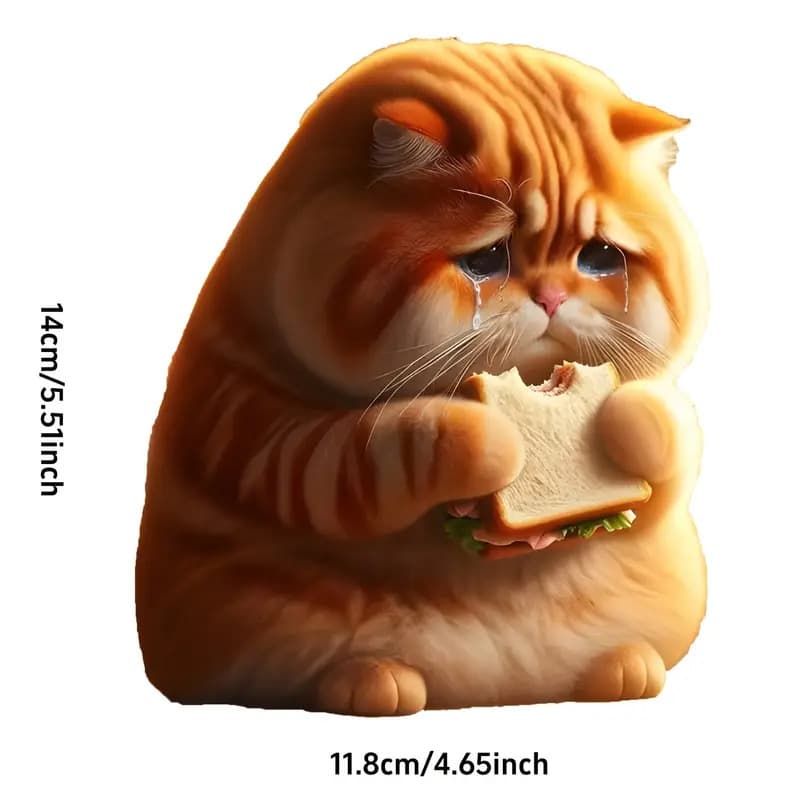 Cross-border car sticker, personalized creative cute ginger cat eating bread decorative car sticker, waterproof and durable