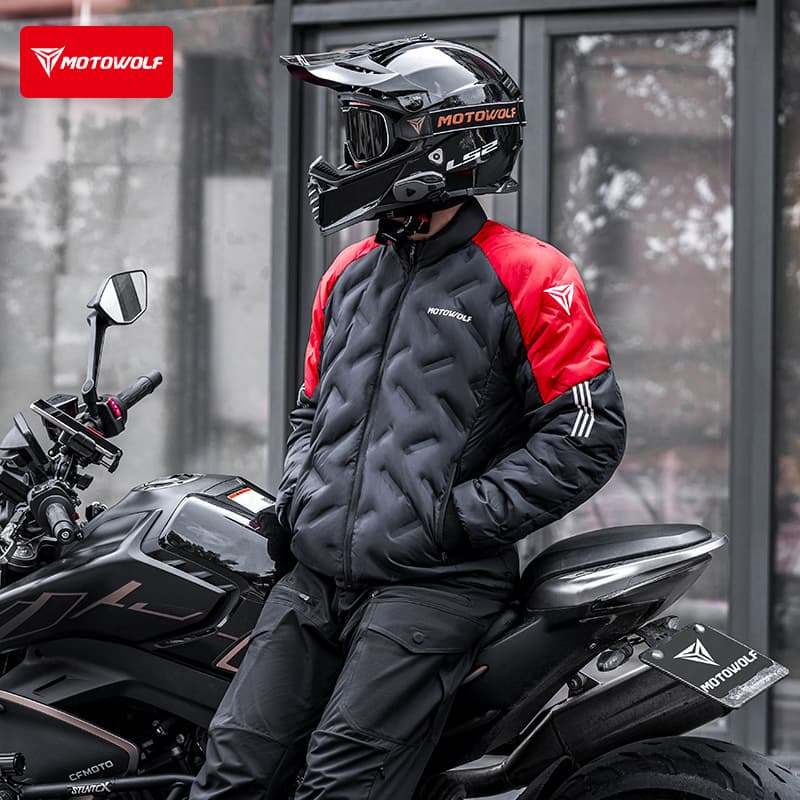 Motorcycle Riding Down Jacket Winter Waterproof White Duck Down Jacket Built-in CE Armor Rider Suit Warm Motorcycle Suit