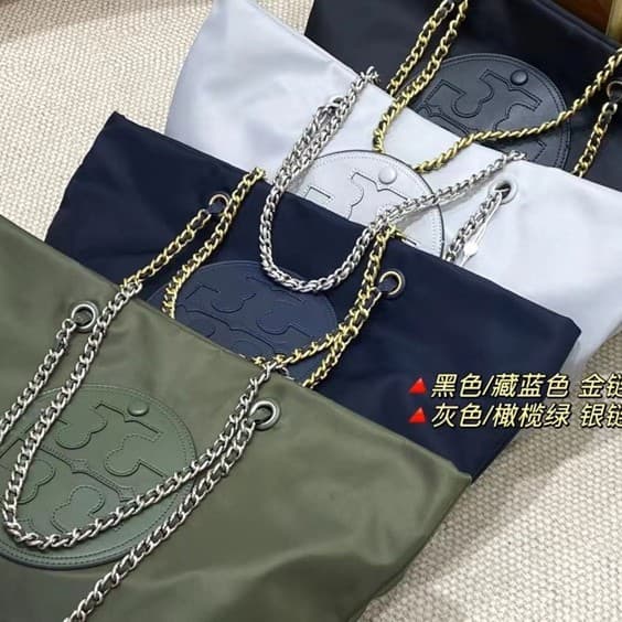 TB Tote Bag ELLA Canvas with Cowhide Shopping Bag Large Logo Nylon Shoulder Handbag Chain Tote Women's Bag