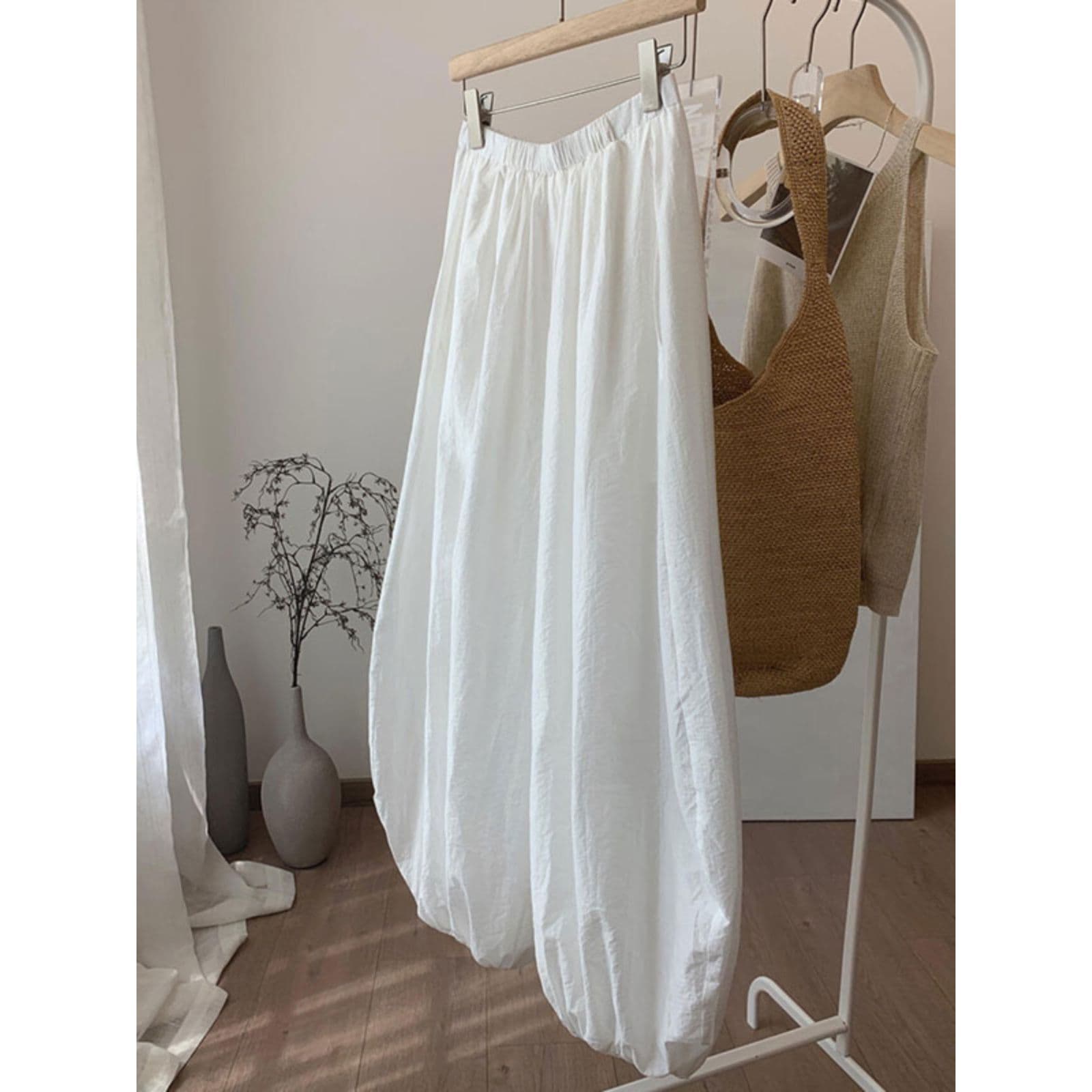 Plus size summer loose feeling white veil wide leg lantern pants women's summer women's casual pants silhouette harem pants