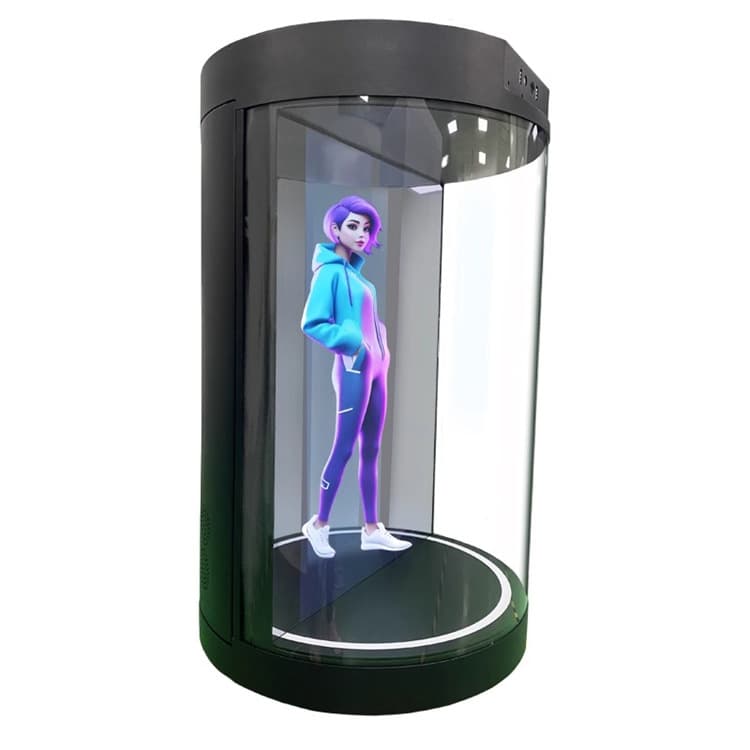 3D holographic warehouse, digital human AI interactive warehouse, voice interactive cabin, transparent all-in-one machine for commercial use