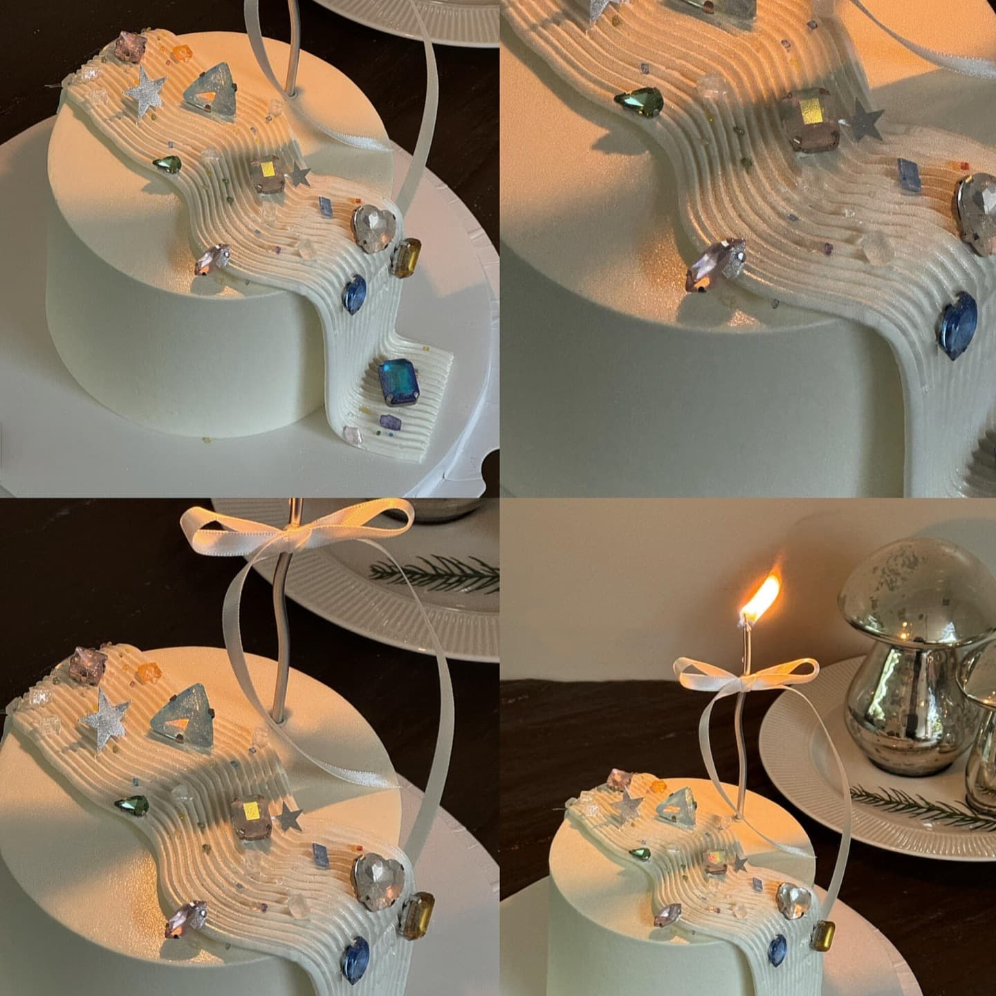 Trendy Korean Minimalist Diamond Star Cake Decoration Glitter Star Colored Gem Baking Dessert Embellishment