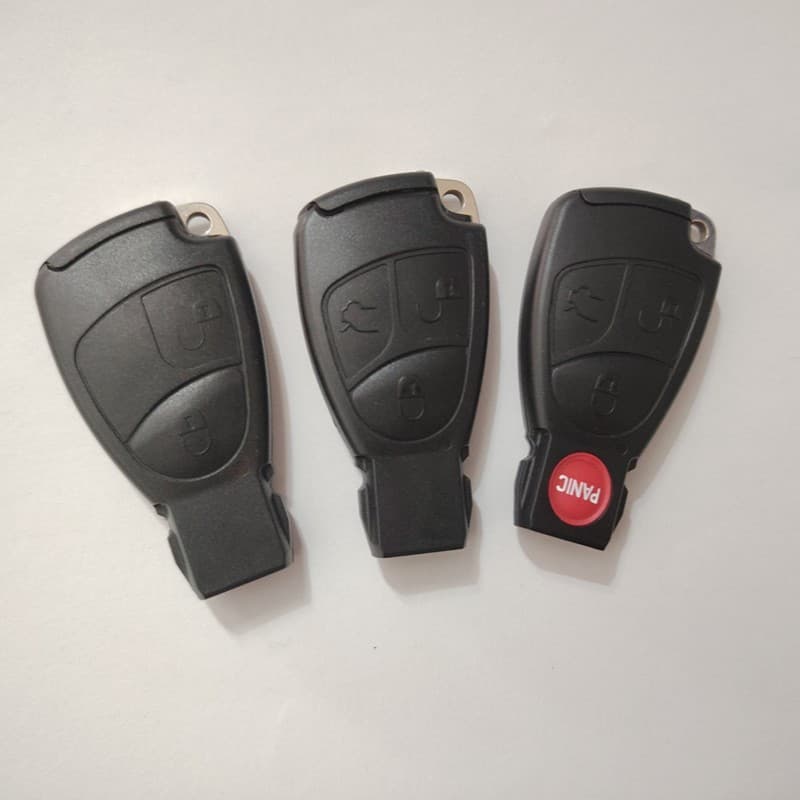 Suitable for Mercedes-Benz 2-button 3-button 4-button black card remote control car key shell with battery holder small key without label
