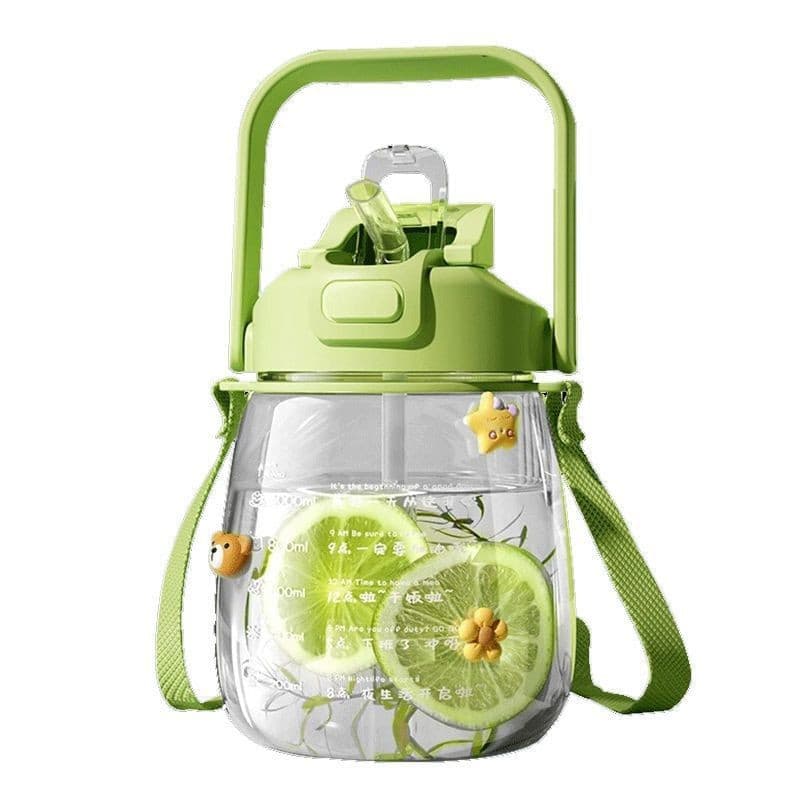 Large Capacity Portable Water Bottle for Women, Students, and Kids, Sports Water Jug with Straw, Summer Big Belly Cup