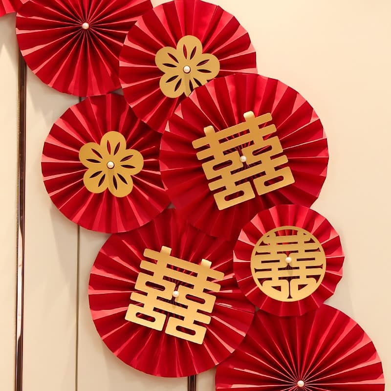 Creative Simple Elegant Paper Fan Decorations For Wedding New Home Bedroom Men's Women's Families Large Airy Fan