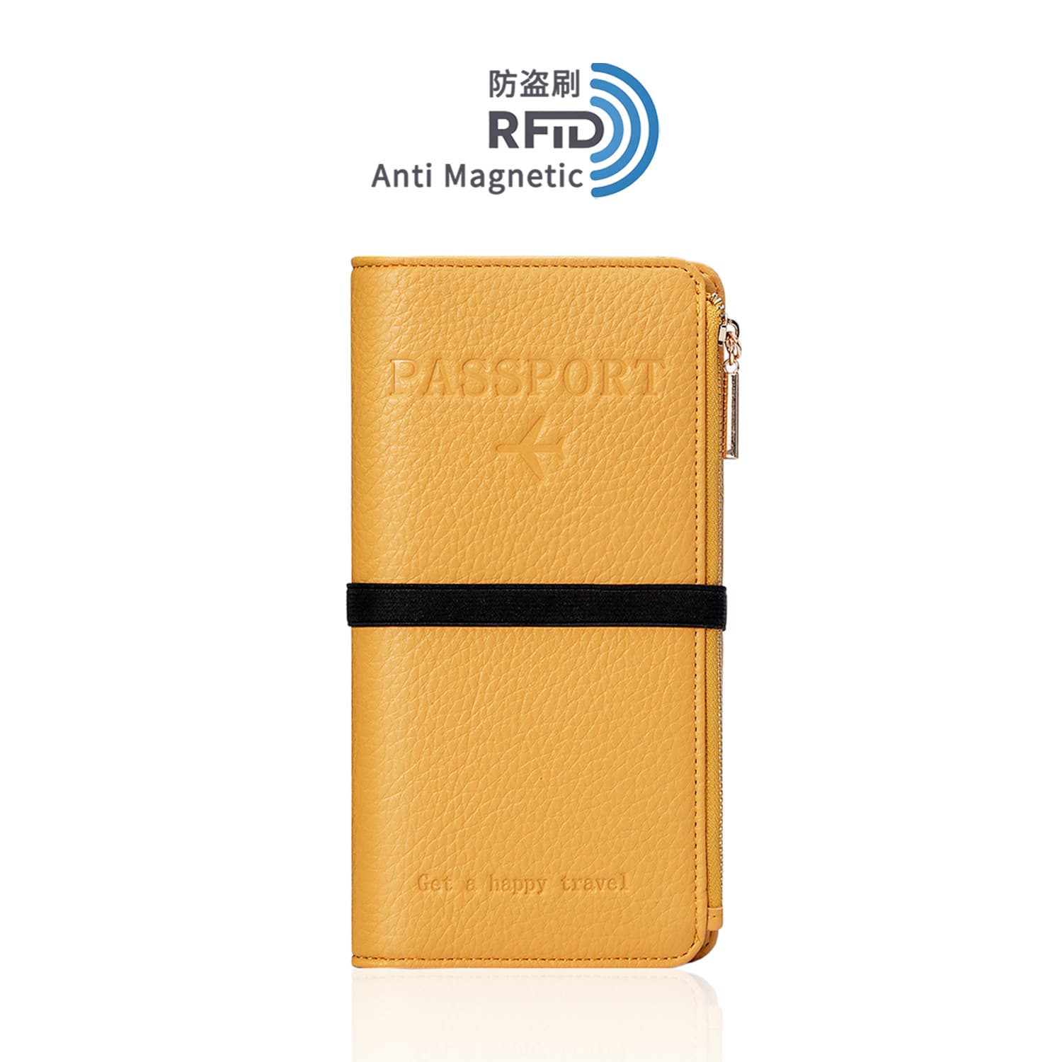 Cross-Border Multi-Slot Zipper Wallet RFID Anti-Theft Passport Holder Travel Multi-Function Document Organizer Card Case Money Clip