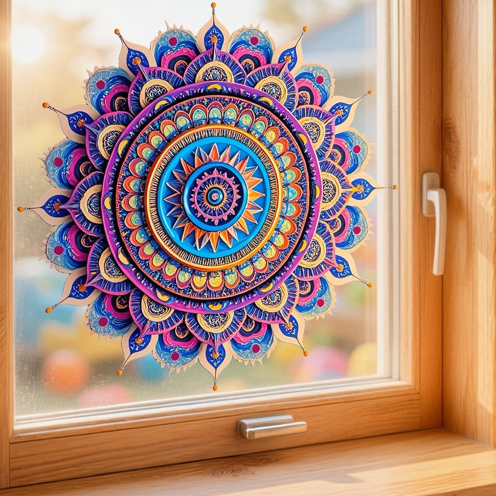 2026 New Self-Adhesive Wall Mandala Pattern Static Cling Decal Living Room Bedroom Wallpaper Decorative Sticker