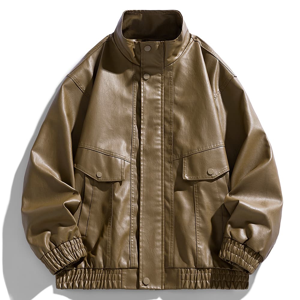 2025 New Men's Jacket Trendy Brand Workwear Jacket Casual Leather Coat for Spring and Autumn