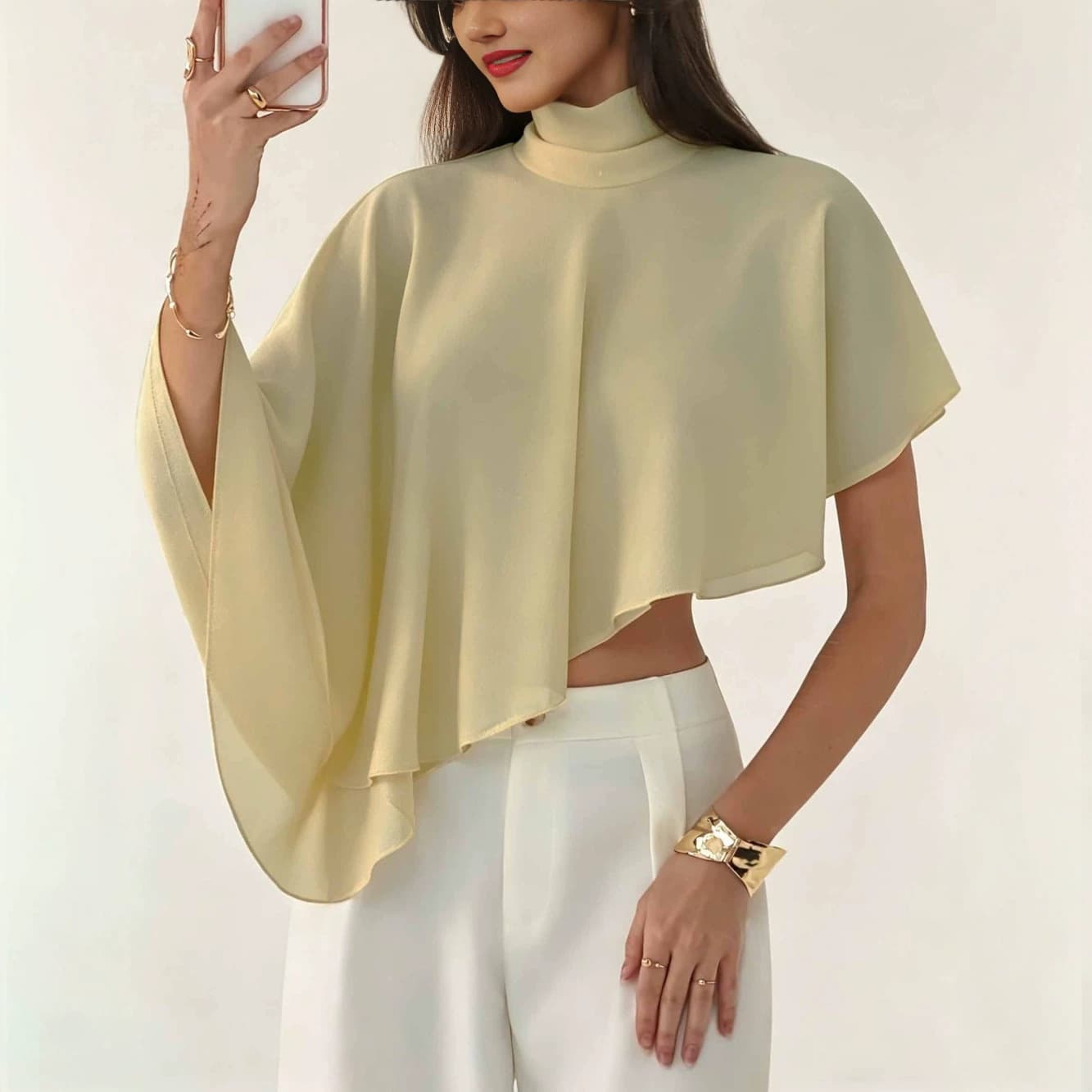 2026 Spring New Women's Elegant Irregular Chiffon Top for European and American Foreign Trade Independent Station Amazon Cross-Border