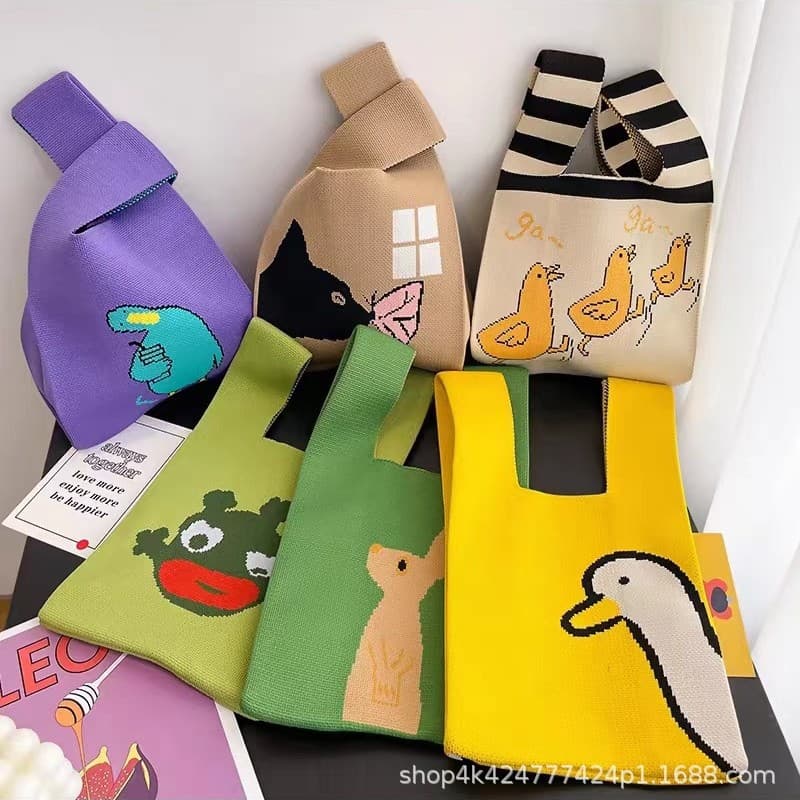 Children's Day Thickened Knitted Bag Women's Handbag Cartoon Animal Vest Bag All-match Tote Bag in stock Knitted Bag
