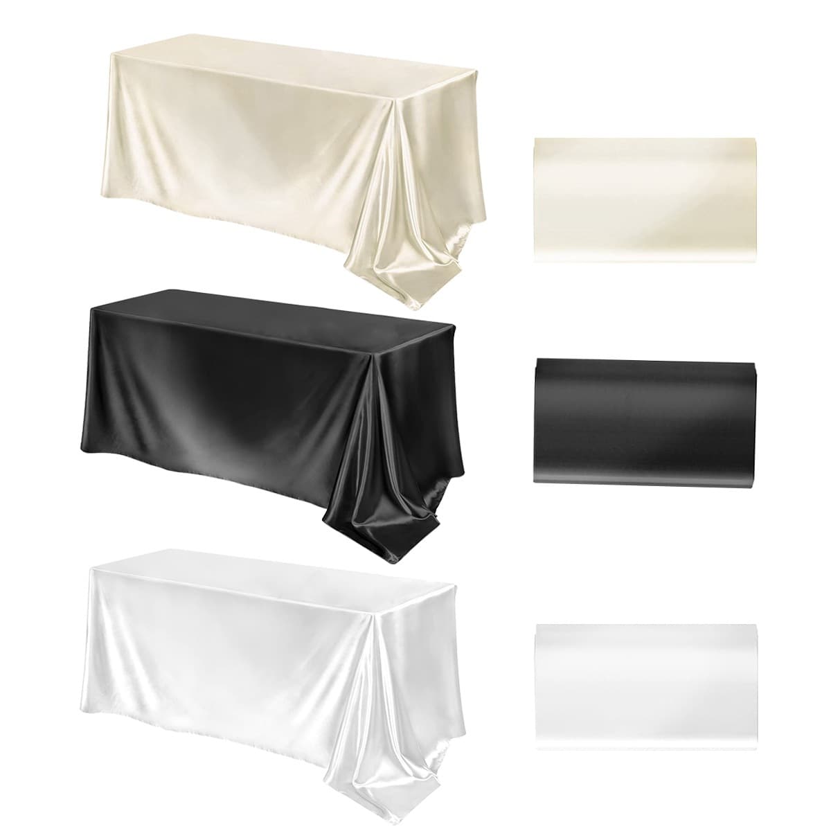 Satin Tablecloth Rectangular Wedding Hotel Banquet Table Runner Black White Beige Satin Dining Table Cloth Decorative Fabric