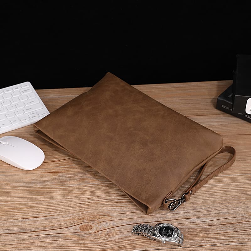 New Suede Leather Men's Clutch European and American Retro Soft Leather Wristlet Large Capacity Business Fashion Minimalist Cross-border