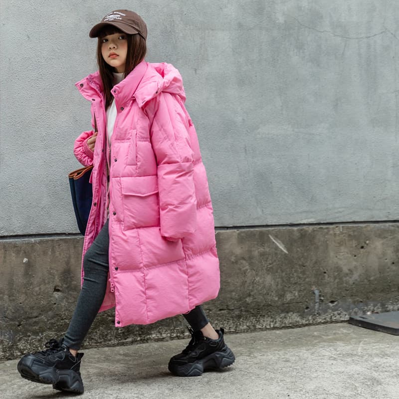 Korean Children's Down Jacket Long Length Over Knee Girls Boys Baby Thick White Duck Down Winter Coat Parent-Child Style