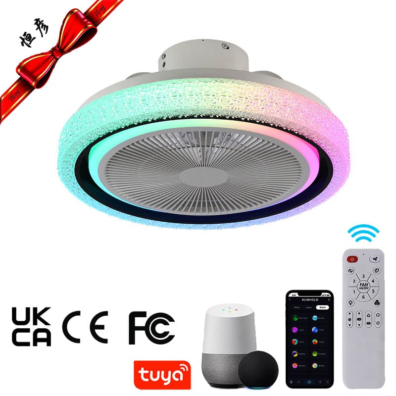 Cross-Border Ceiling Fan Light RGB Simple Smart Fan Light with Remote Control and Speaker Amazon's Best-Selling Ceiling Fan