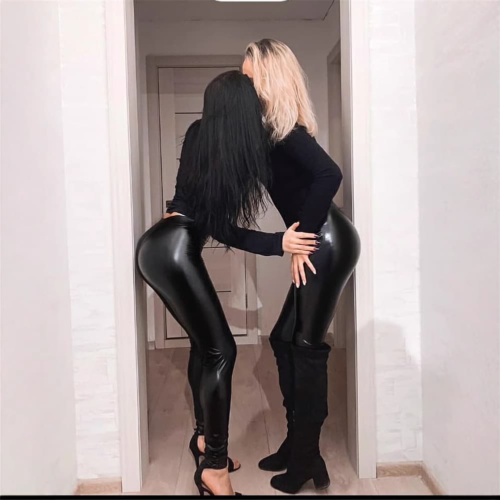 Ins Style Sexy Leggings for Women, Shiny European-American Cross-border High-Waist PU Leather Pants, Skinny Leather Pants for Nightclub PK16