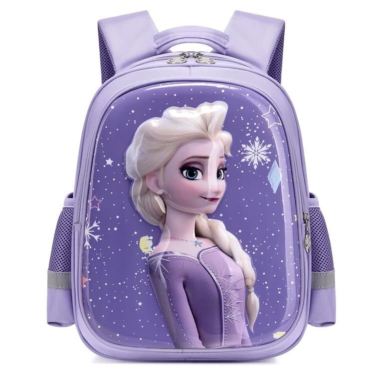 Kindergarten school bag for girls, middle school and pre-college children, lightweight burden-reducing spine protection and cute cartoon Princess Elsa backpack