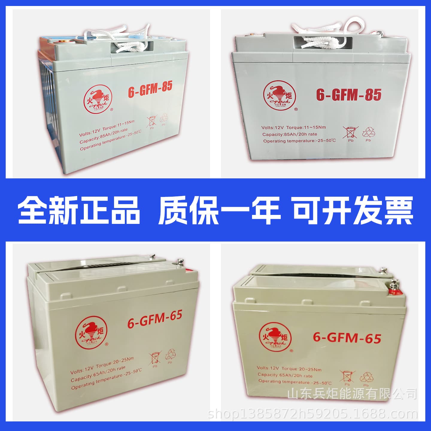 Torch Maintenance-Free Compact Battery 6GFM65/85 Gel Battery for Golf Carts and Pallet Trucks