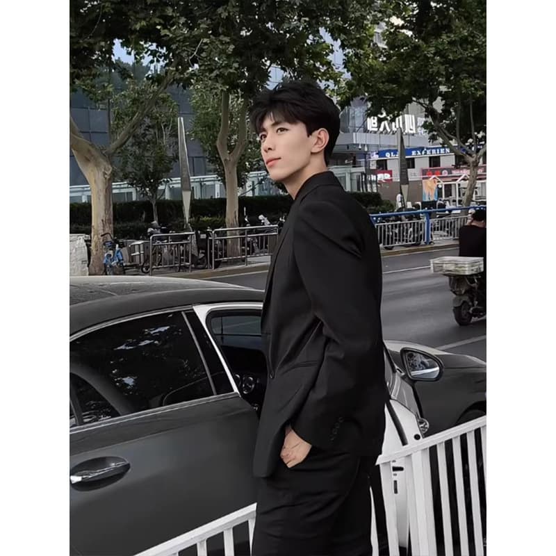 British Chic Men's Black Suit Set Cool and Stylish Outfit for Men Premium Suit Ensemble