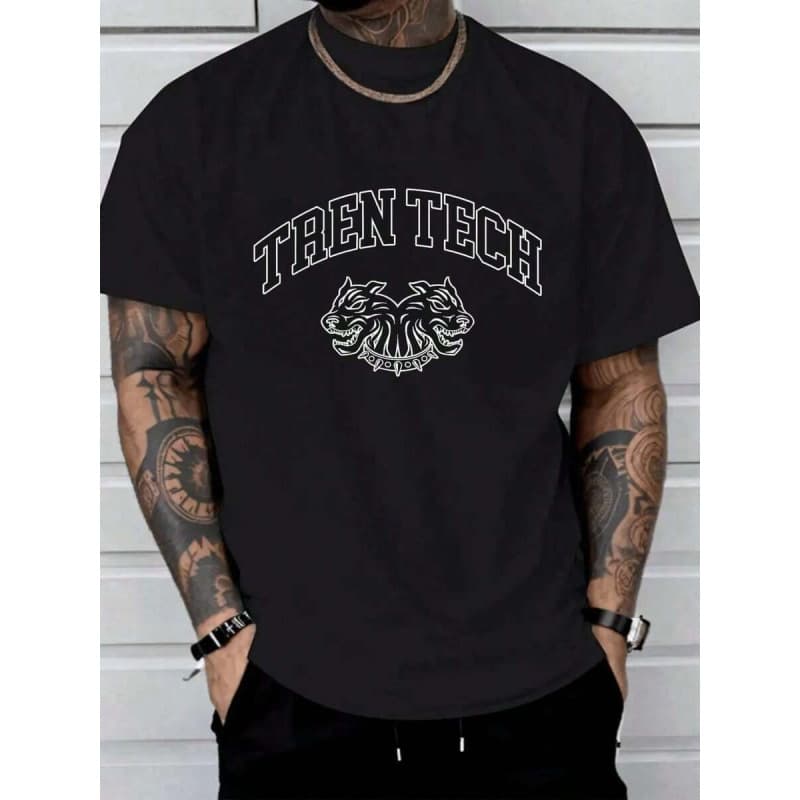 Cross-border European size cotton T-shirt Tren Tech Gym Bodysuit Men'S-Shirt,% Cotton C