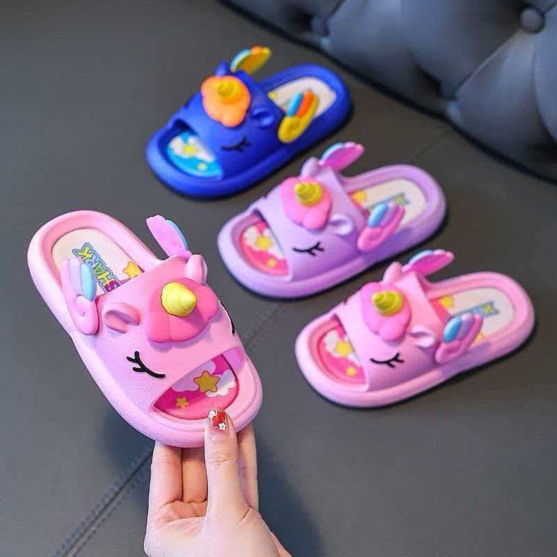 Children's 2-9 Years Summer Slide Sandals, Dopamine Girls' Cartoon Indoor & Outdoor Anti-Slip Boys' Baby Slippers